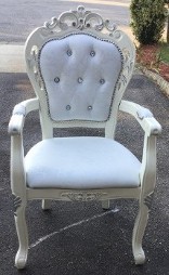 White statement chair with Silver highlights